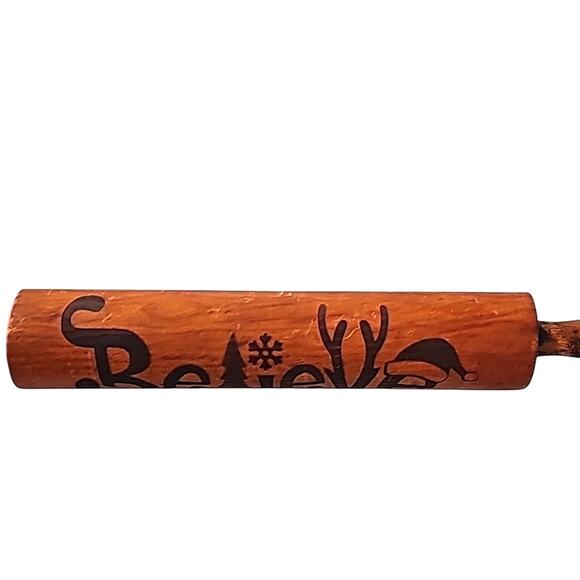 Vintage Christmas Wooden Rolling Pin with 4 Hangers for Pot Holders, Aprons Etc. - Picture 7 of 9